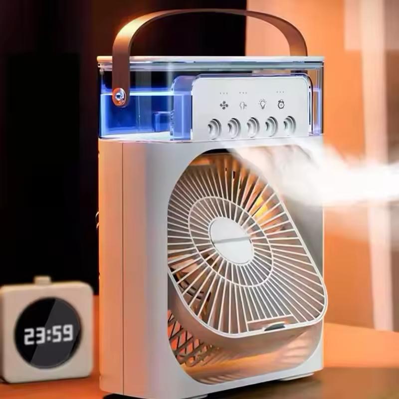 Portable Fan Air Conditioners USB Electric Fan LED Night Light Water Mist Fun 3 In 1 Air Humidifie For Home Random Color - LETZCHASE