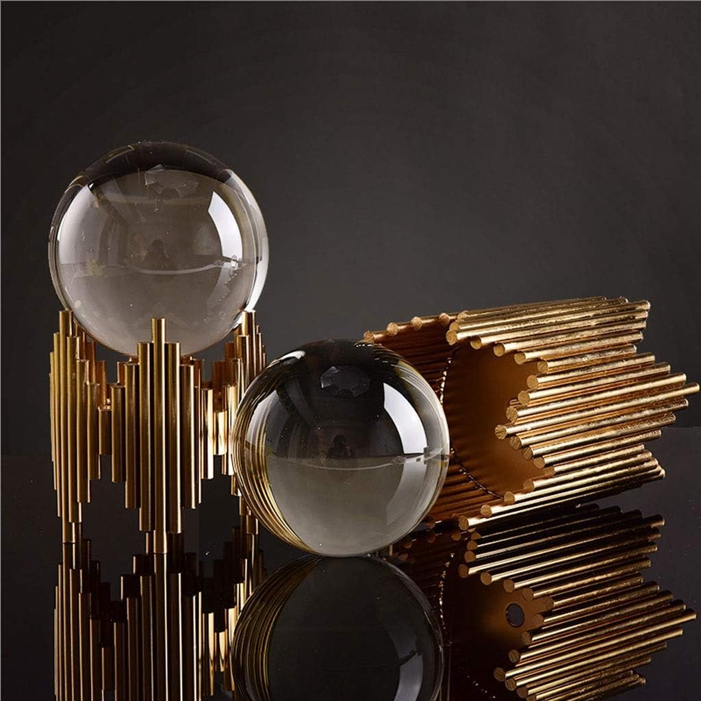 Crystal Ball Transparent Crystal Ball Decoration, Nordic Light Luxury Home Crystal Ball Decoration Glass Ball with Metal Bracket Base Snow Globes