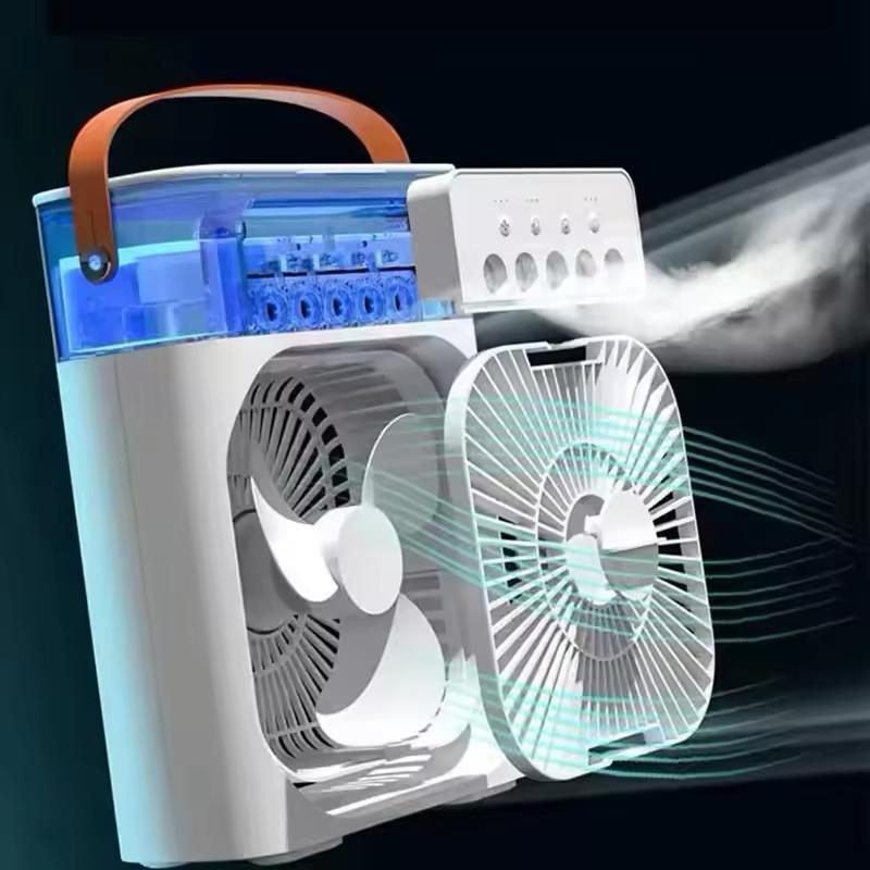 Portable Fan Air Conditioners USB Electric Fan LED Night Light Water Mist Fun 3 In 1 Air Humidifie For Home Random Color - LETZCHASE