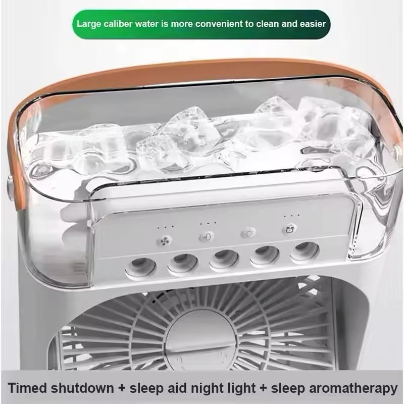 Portable Fan Air Conditioners USB Electric Fan LED Night Light Water Mist Fun 3 In 1 Air Humidifie For Home Random Color - LETZCHASE