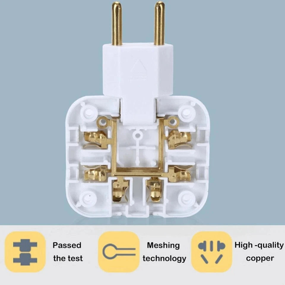 2 pcs Letchase 3 Way Flat Plug Adapter Power Plug