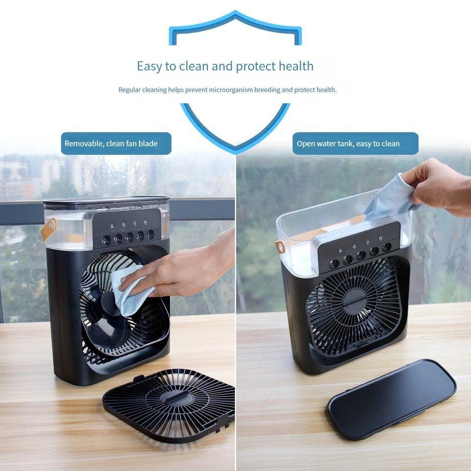 Portable Fan Air Conditioners USB Electric Fan LED Night Light Water Mist Fun 3 In 1 Air Humidifie For Home Random Color - LETZCHASE