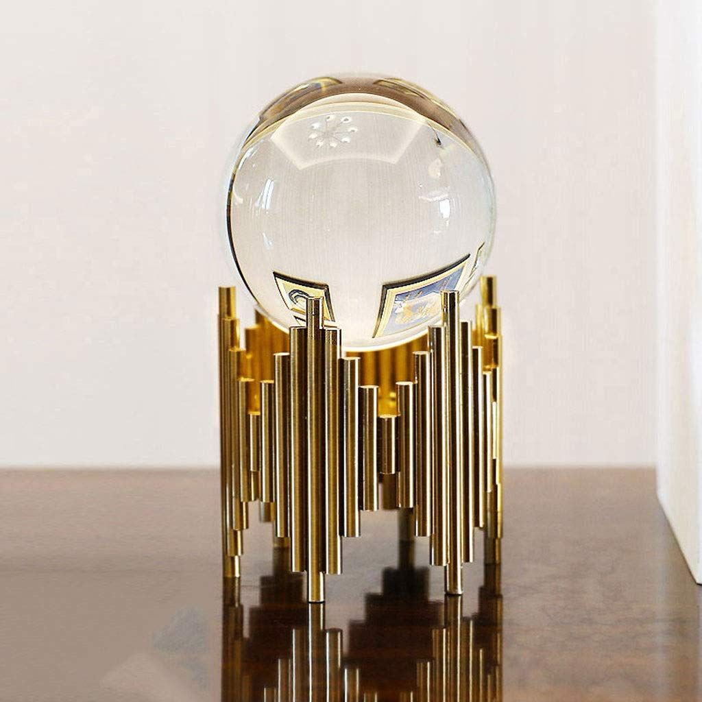 Crystal Ball Transparent Crystal Ball Decoration, Nordic Light Luxury Home Crystal Ball Decoration Glass Ball with Metal Bracket Base Snow Globes