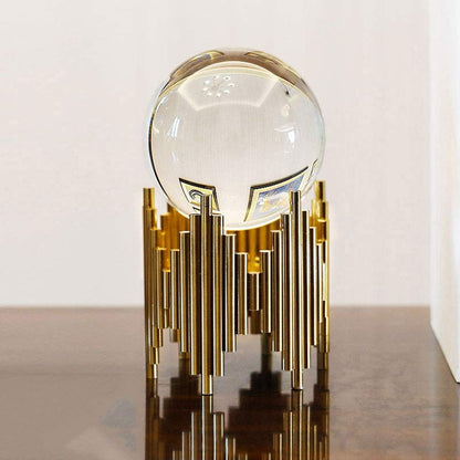 Crystal Ball Transparent Crystal Ball Decoration, Nordic Light Luxury Home Crystal Ball Decoration Glass Ball with Metal Bracket Base Snow Globes