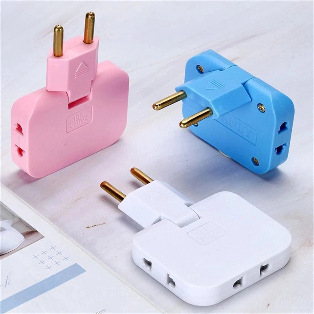 2 pcs Letchase 3 Way Flat Plug Adapter Power Plug